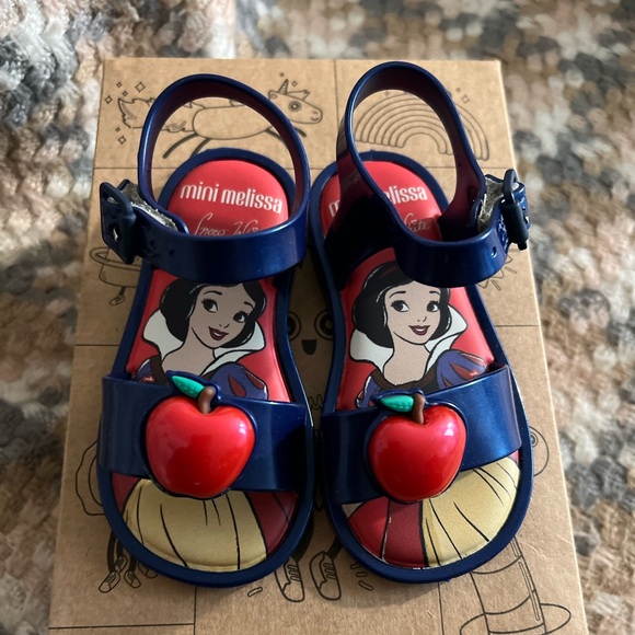 Mini Melissa Navy Sandals with Red Apple Accent. 100% waterproof. - Picture 1 of 3